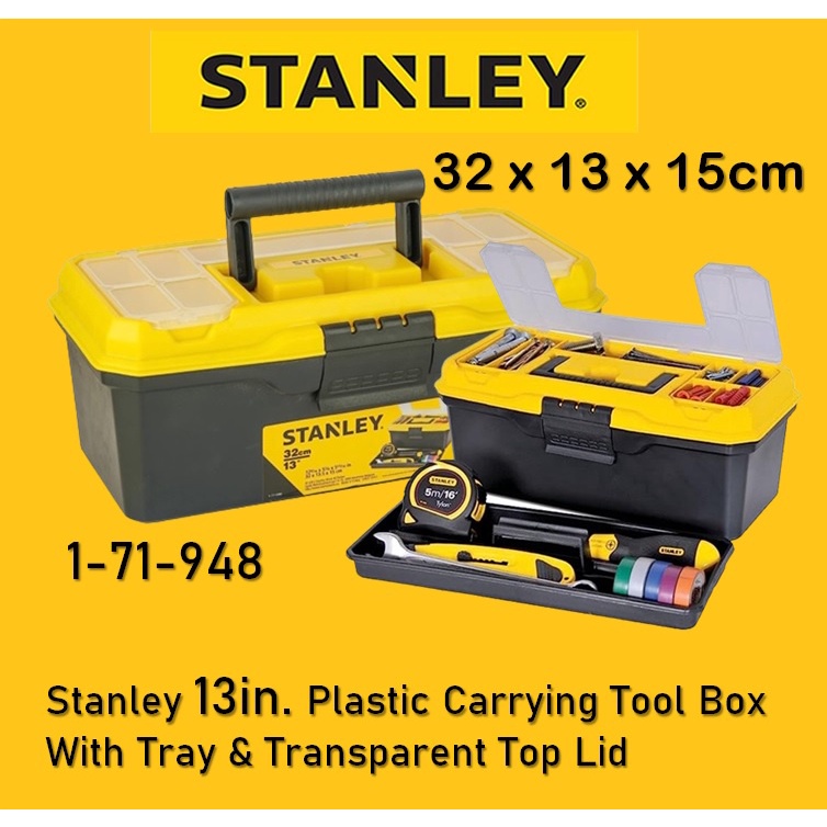 Stanley 1-71-948 13in. Plastic Carrying Tool Box With Tray & Transparent  Top Lid ( 32 x 13 x 15cm )