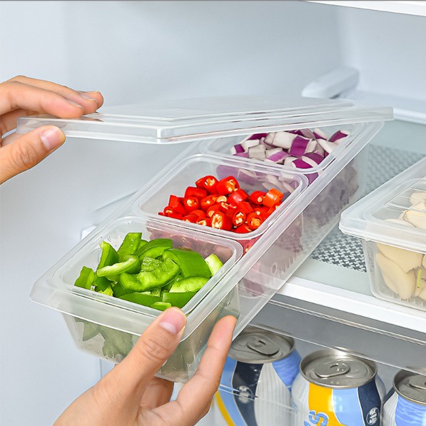 Multi-functional Kitchen 3 Grids Drainer Garlic Onion Container Fresh ...