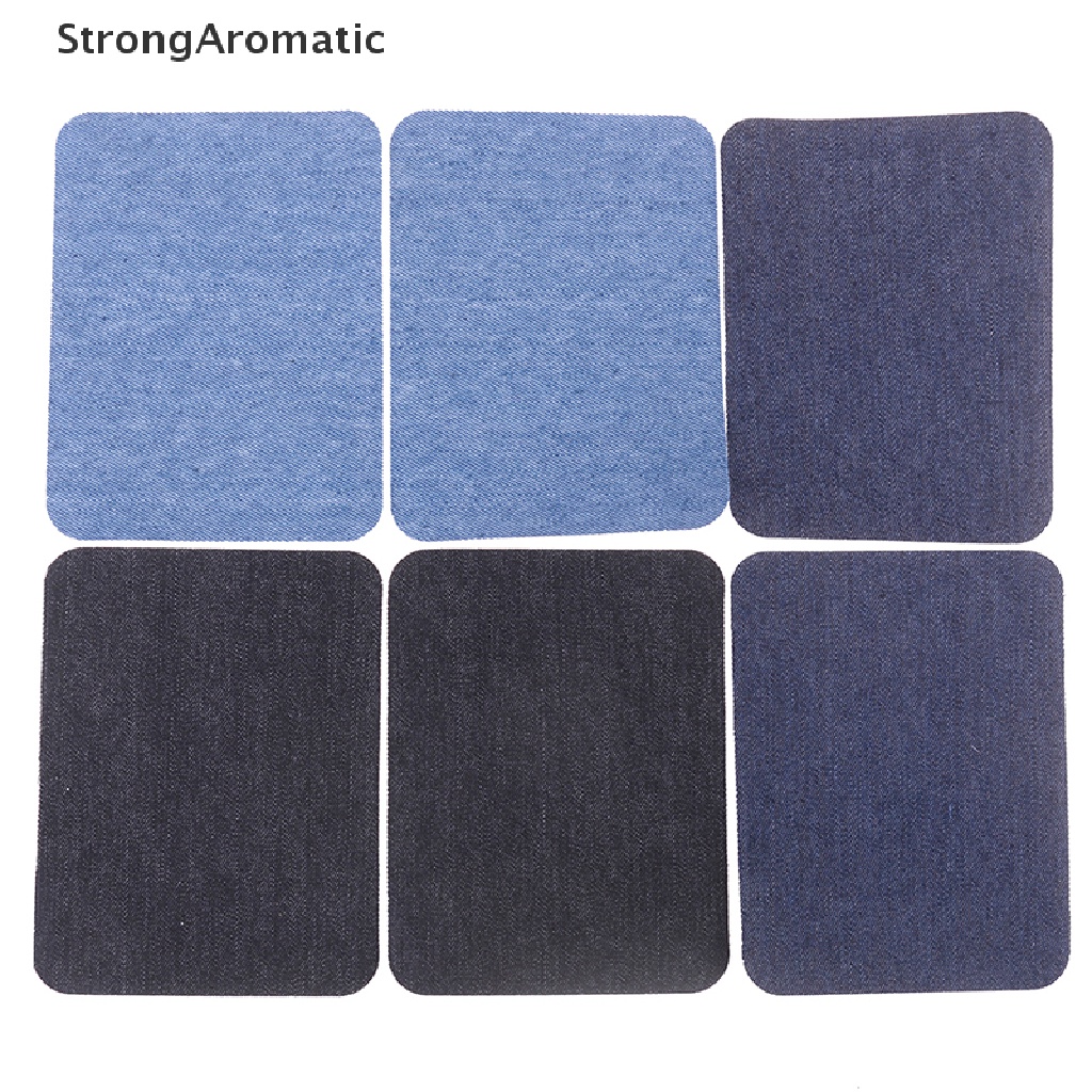 STRO 6pcs Assorted Cotton Jeans Repair Kit 3Color Iron On Denim Patch