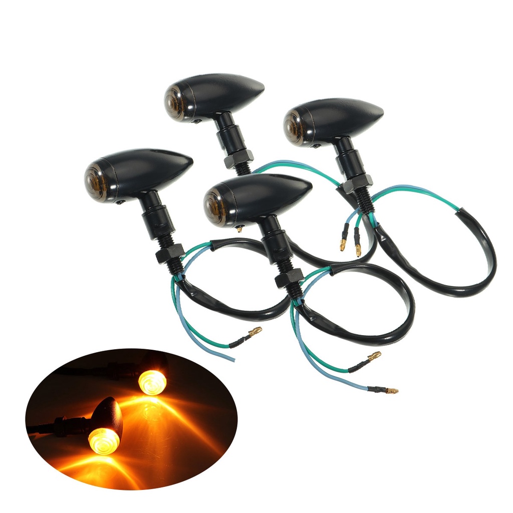 4pcs Motorcycle Turn Signals Indicators Lights Amber Lamp Universal For