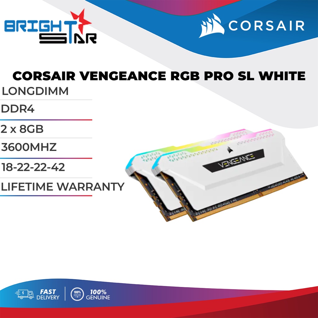 CORSAIR VENGEANCE RGB PRO SL WHITE / LONGDIMM / DDR4 / 2 x 8GB