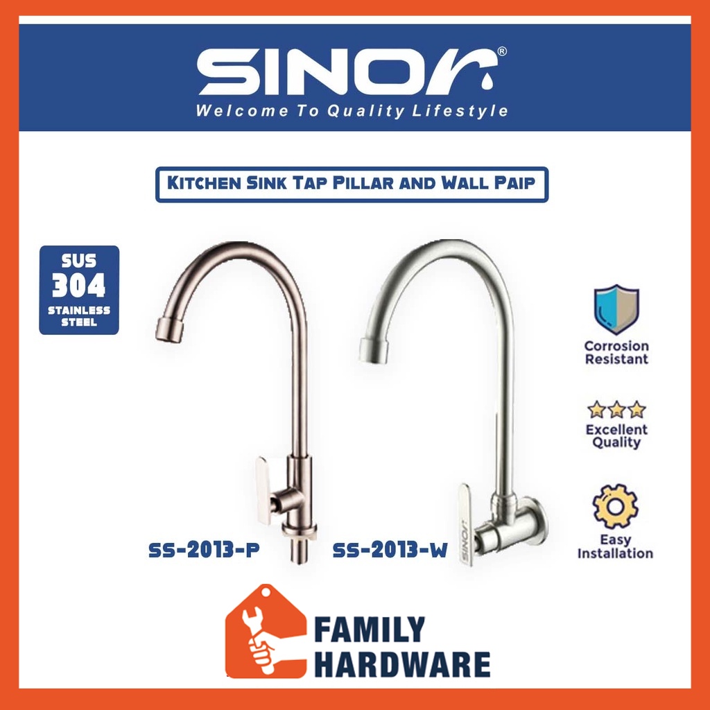Sinor SS-2013-P SS-2013-W SUS304 Stainless Steel Kitchen Sink Tap ...