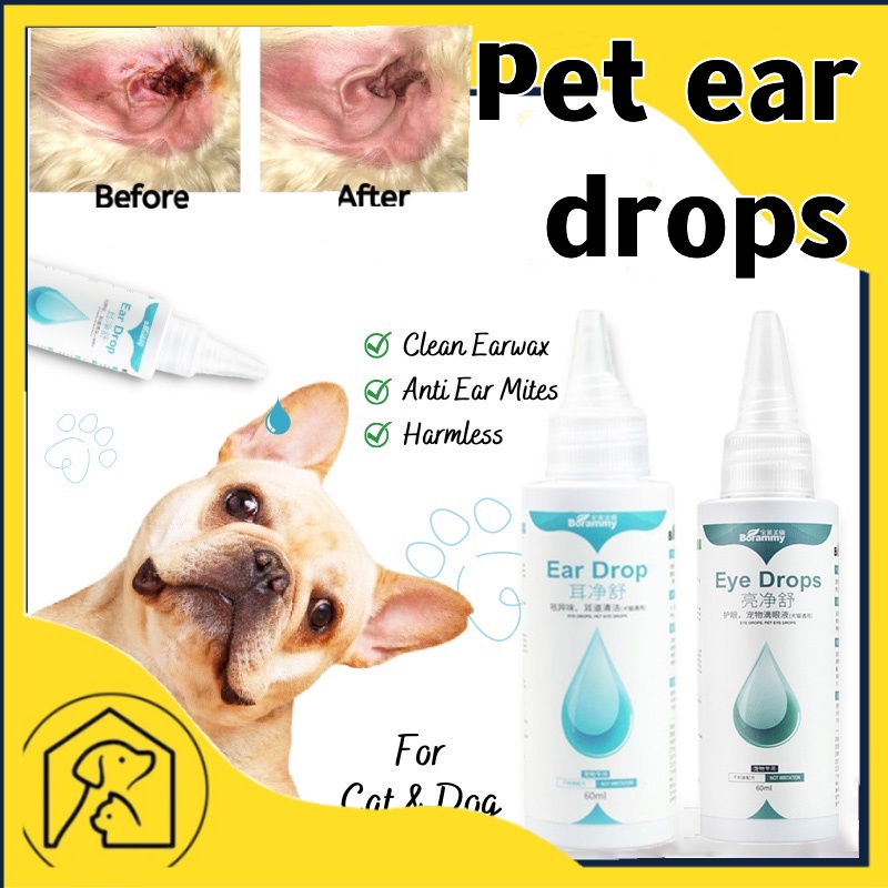 Pet ear mites cleaner odor Removal Ear Drops 60ml Eye drops Infection ...