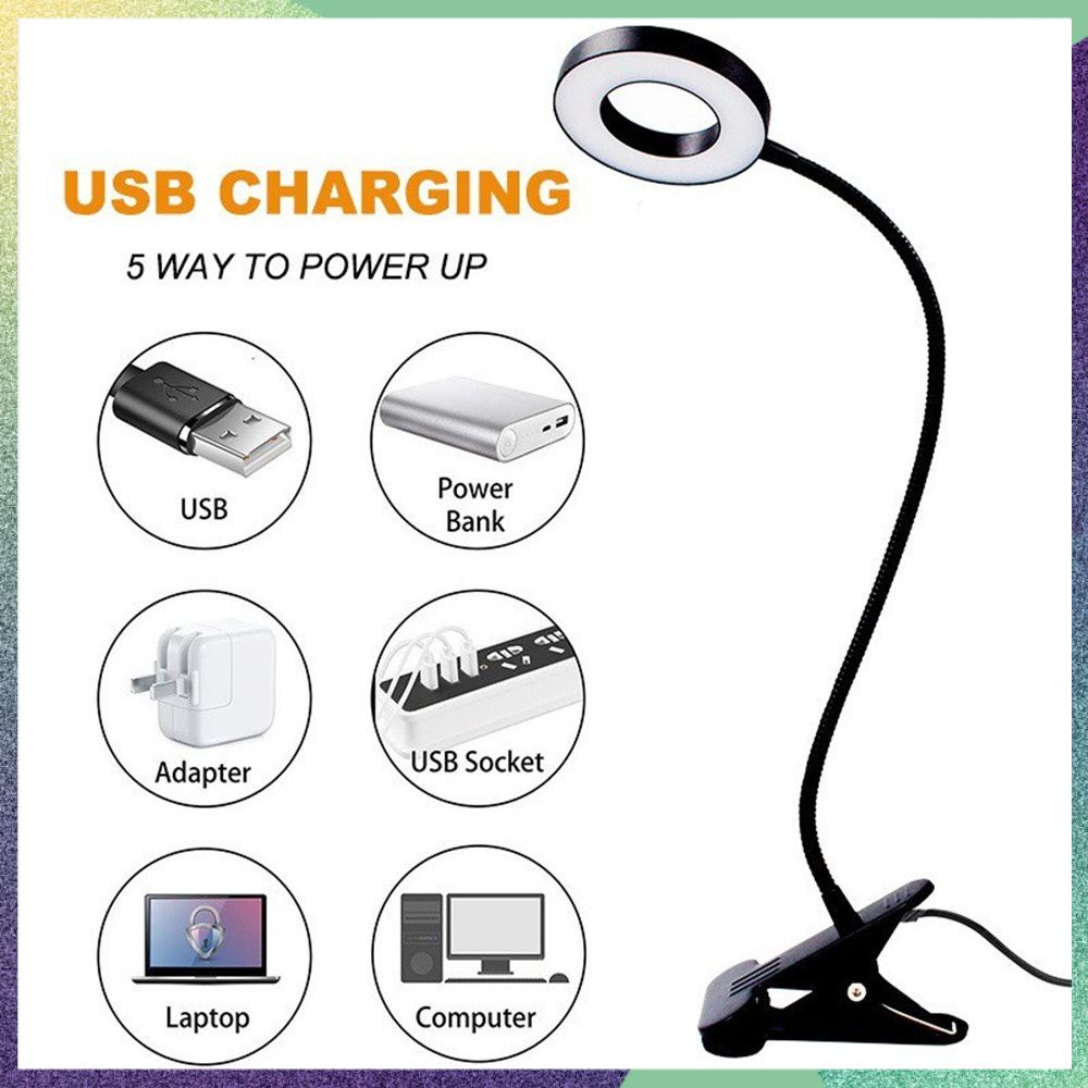 Clip on Light Reading Lights Clamp Light with USB LED Desk Lamp