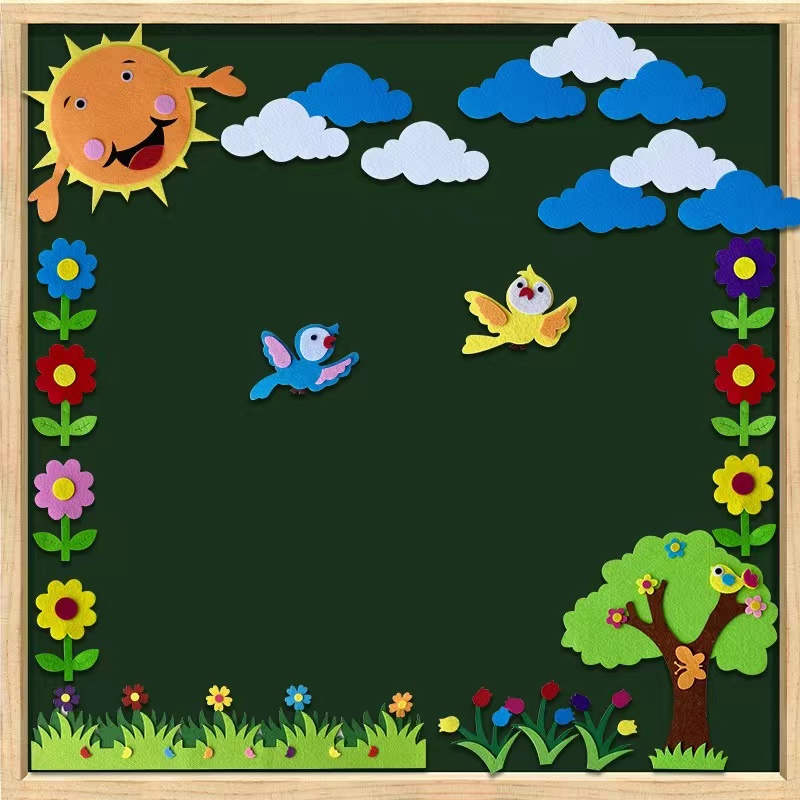 Felt Craft 3D Wall Decoration Kindergarten Classroom blackboard notice