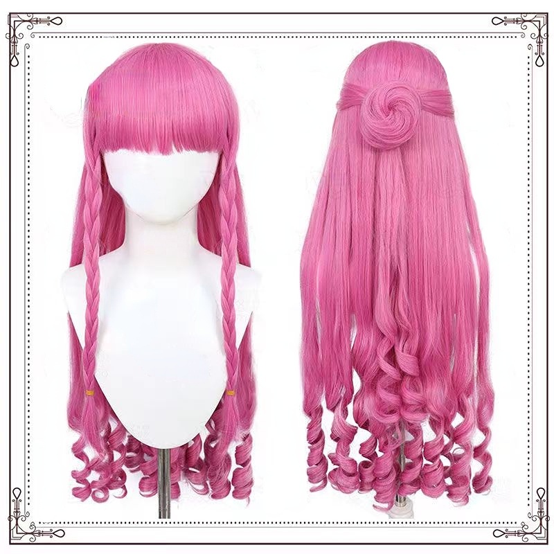 Misscoo Anime One Piece Perona Cosplay Wig Long Pink Curly Heat Resistant Synthetic Hair 5145