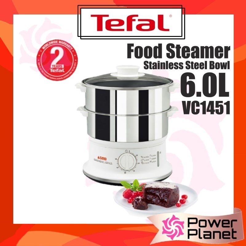 Tefal 6L Food Steamer VC1451 ( 2 layer ) Stainless Steel Bowl 6.0L