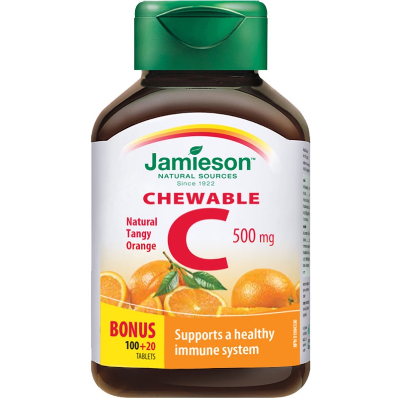 Jamieson 120 Chewable Vitamin C 500 mg Tangy Orange Flavour | Shopee ...