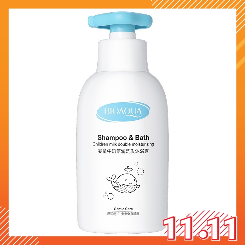MAY BIOAQUA Milk Extract Shampoo & Bath Children Double Moisturizing Gentle Care Body Wash Soft