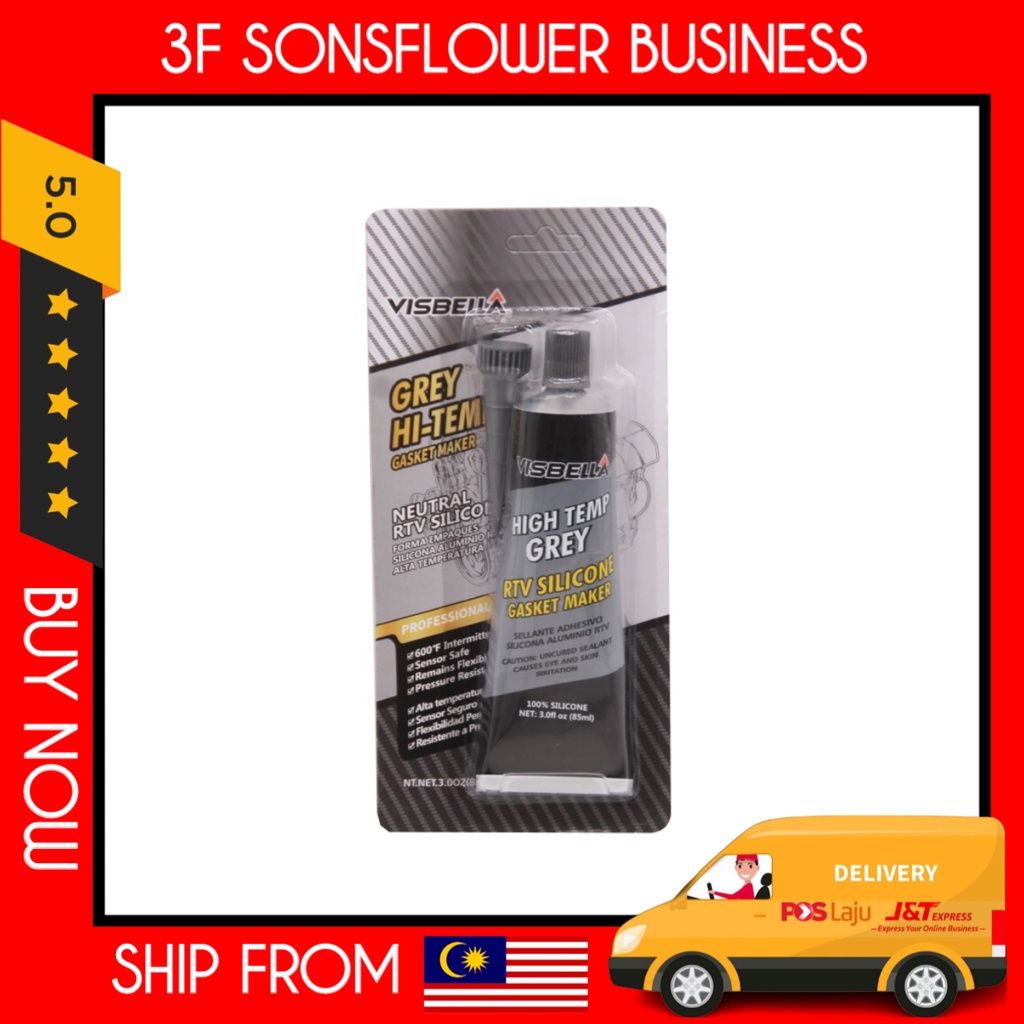 Visbella High Temp Grey RTV Silicone Gasket Maker for engine, high