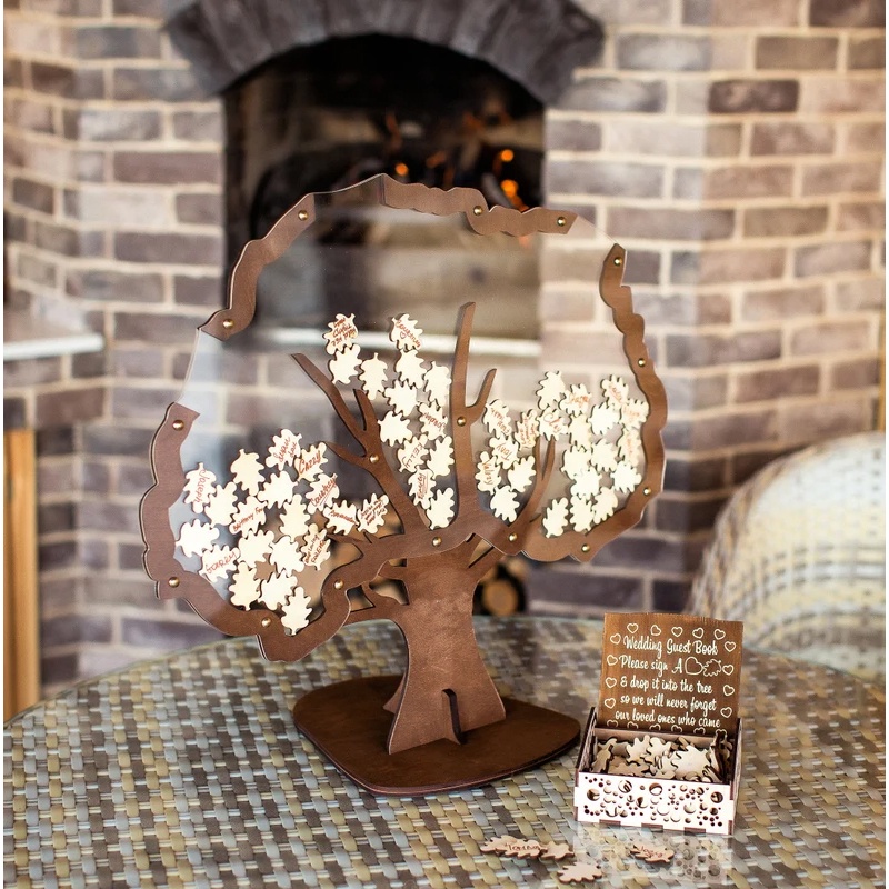 [Warrior2] Tree Wedding Guest Book Heartshaped Chip Wedding Signin