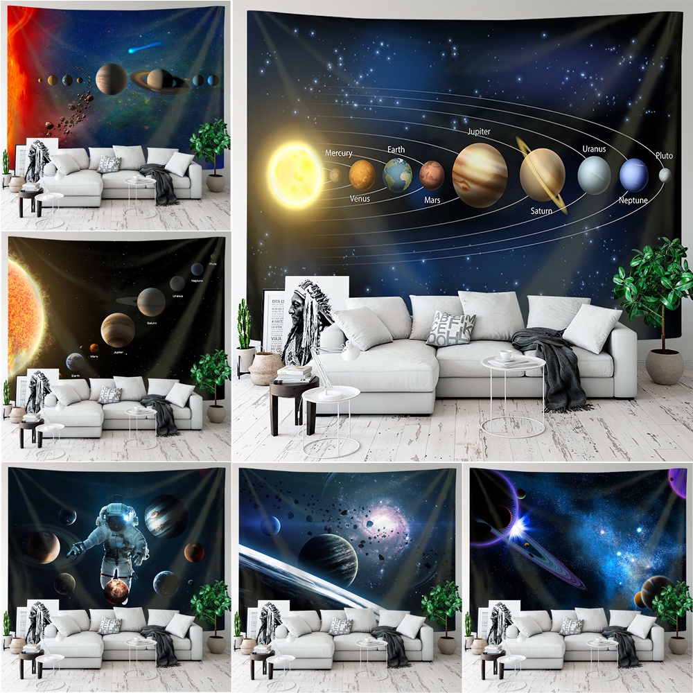 Solar System Planet Wall Tapestry with Clips Polyester Tapestries ...
