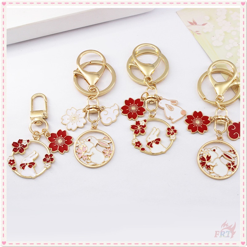 Sweet Sakura Rabbit Keychains 1Pc Red Cloud Alloy KeyRing Pendant ...