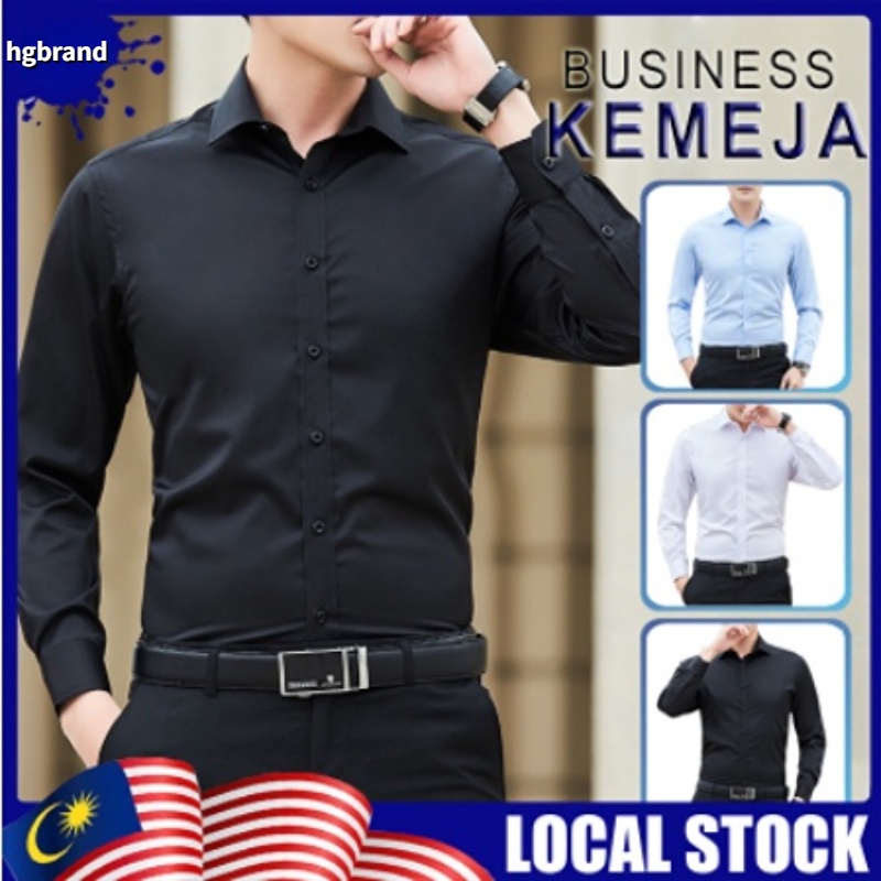 【Raya】Men Formal Button Smart Casual Sleeve Slim Raya Shirt Fit Baju ...