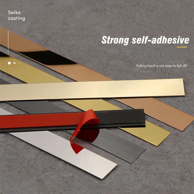 5M Self-adhesive Stainless Steel Strip Mirror Metal Strip Decorative  Molding