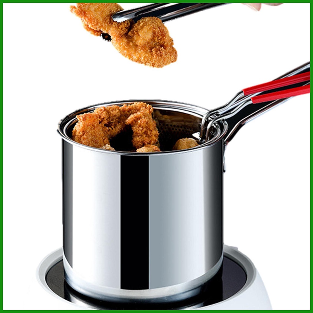 Frying Pot with Basket Deep Fry Basket Round Stainless Steel with