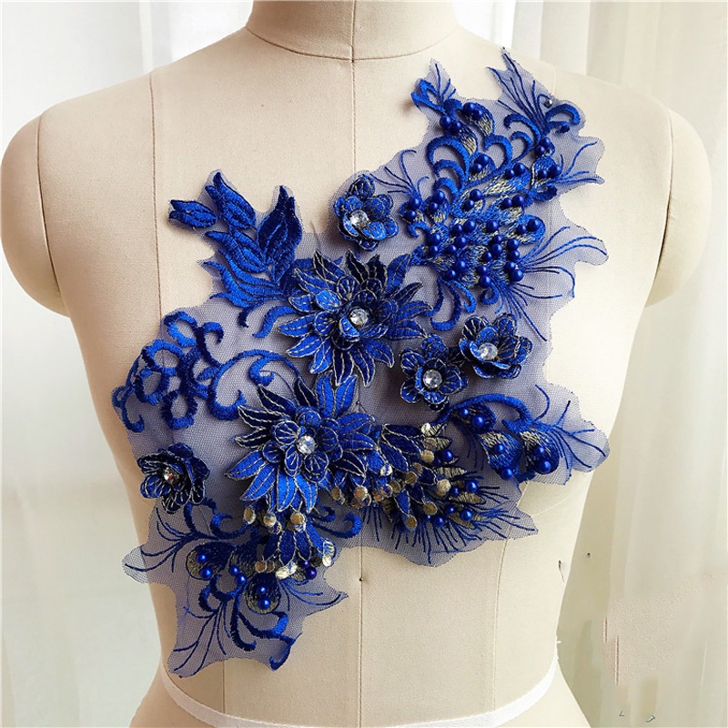 1 Piece Flowers Beaded Lace Patch Repair 37*24CM | Shopee Malaysia