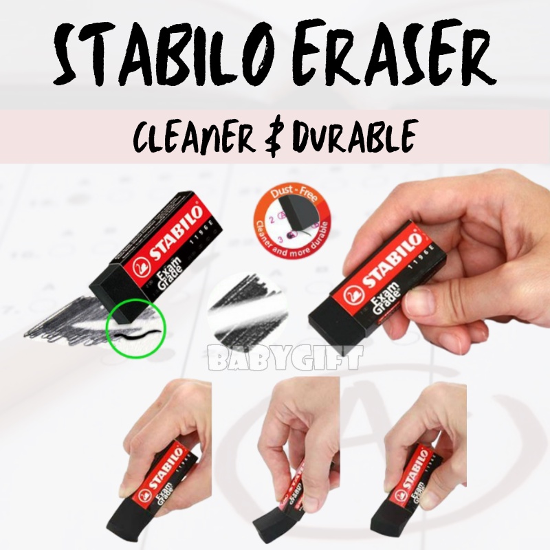 STABILO Exam Grade Colorful Eraser Dust Free Soft Erasing Erasers ...