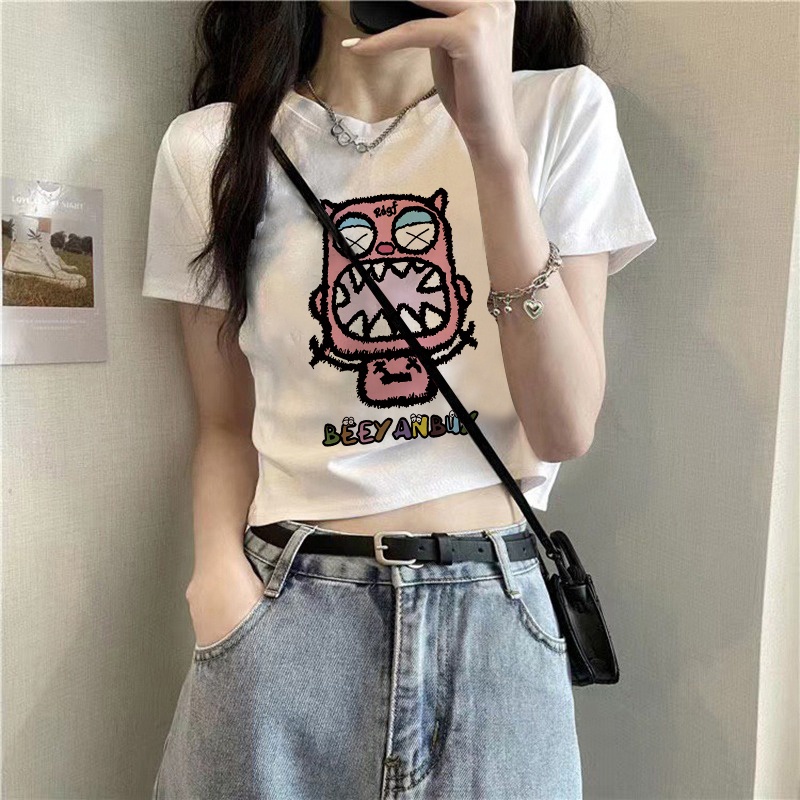 Korean Style 100% Cotton New Losse Short Sleeve Slim T shirt for Women ...