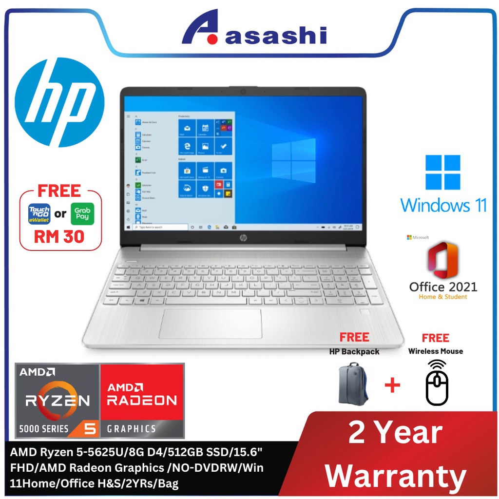 Hp 15s Eq3061au15s Eq3062au15s Eq3063au Laptop R5 5625u8gb512gb Ssd15 Free Backpack 0445