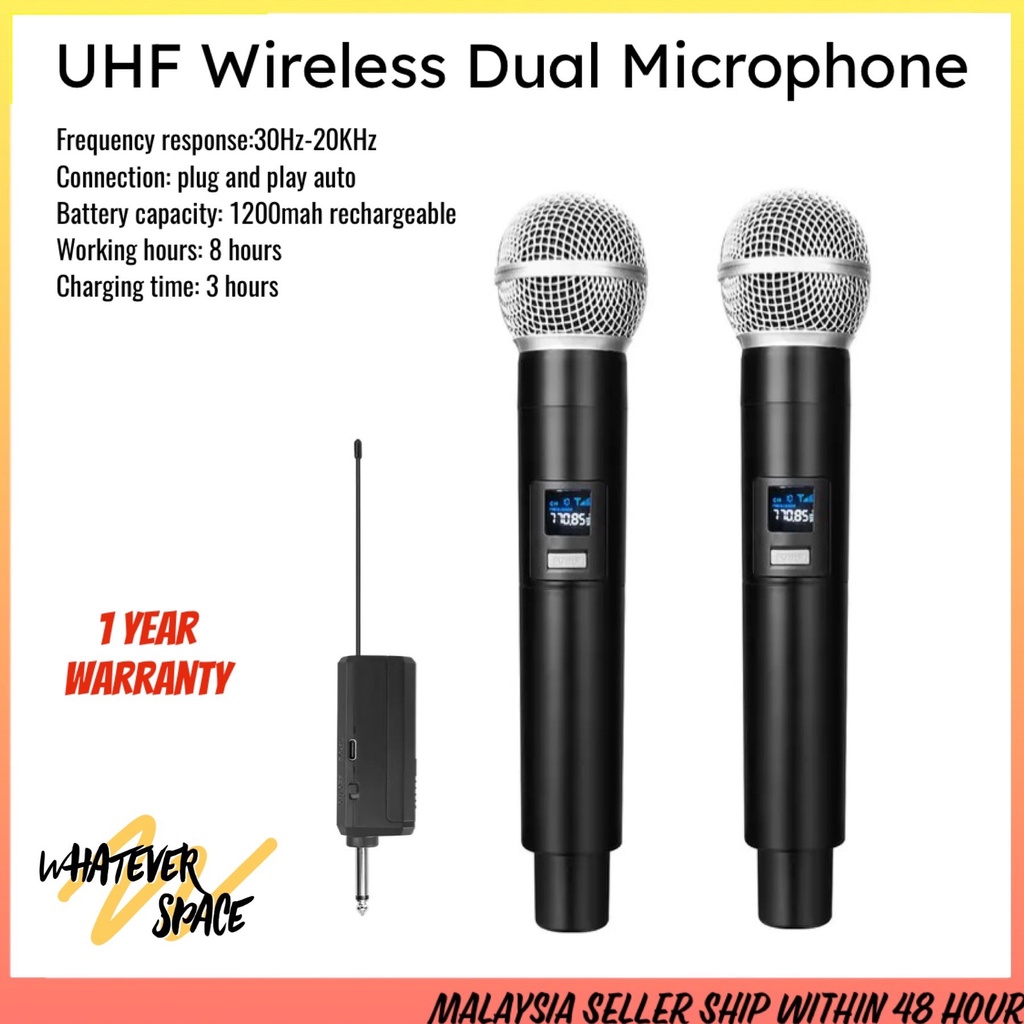 Uhf Wireless Dual Mircophone Handheld Dynamic Microphone Karaoke 