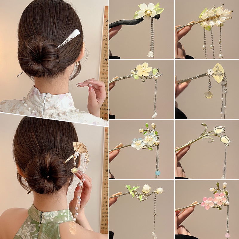 New Chinese-style Antique Metal Hairpin 2023 New Pearl Tassel Hairpin ...