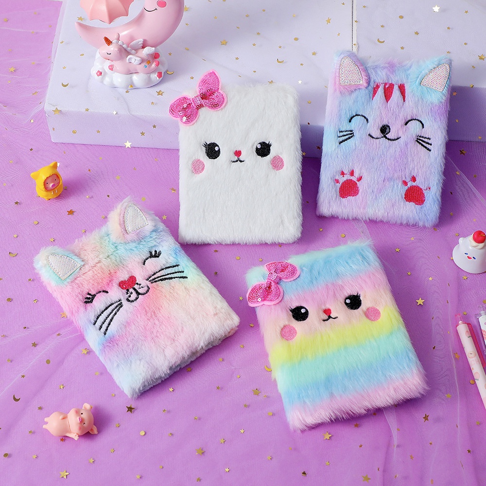 Cartoon Plush Notebook Cute Girl Embroidery Hand Ledger Student Award ...