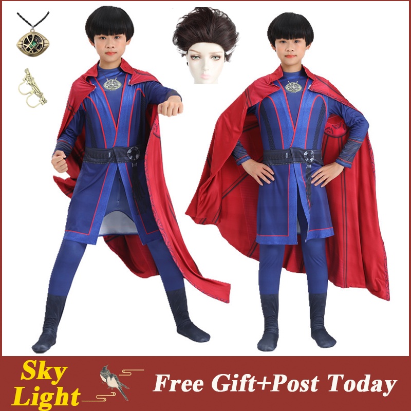 Halloween Costume Doctor Strange Cosplay Costume Necklace Ring Steve Red  Cloak Robe