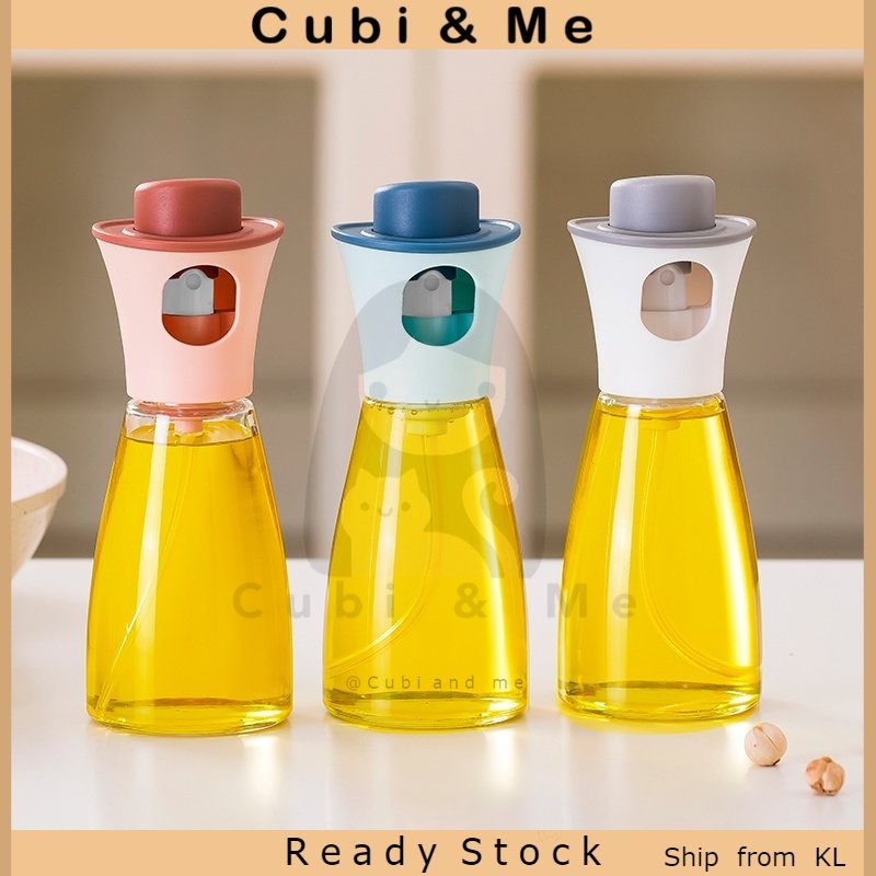 C&M 180ml Glass Oil Spray Bottle Cooking Oil Dispenser Push Nozzle