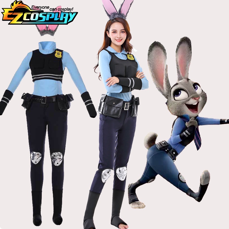 Rabbit Cop Judy Cosplay Costume Movie Cartoon Zootopia-Zootropolis Suit ...