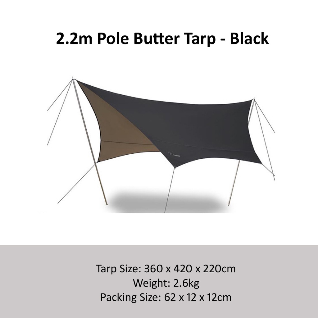 New VIDALIDO Butterfly Shape Tarp 3.6m x 4.2m SILVER Coating Camping Tent Tarp Flysheet Waterproof UV-proof Shelter