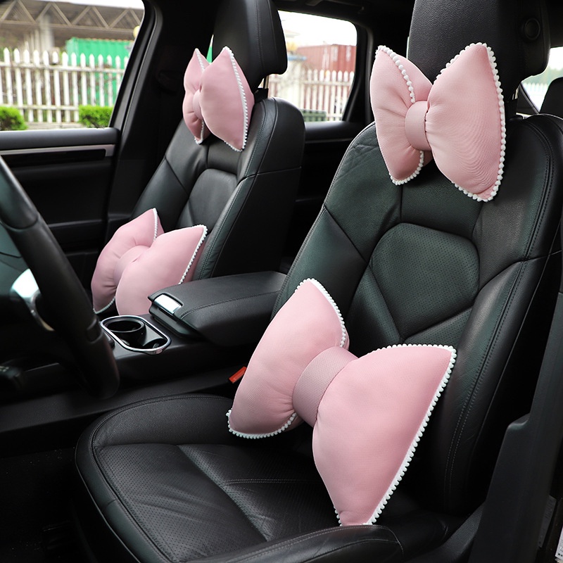 Fashion Automotive Headrest Neck Pillow Bow Ice Silk Car Seat ...