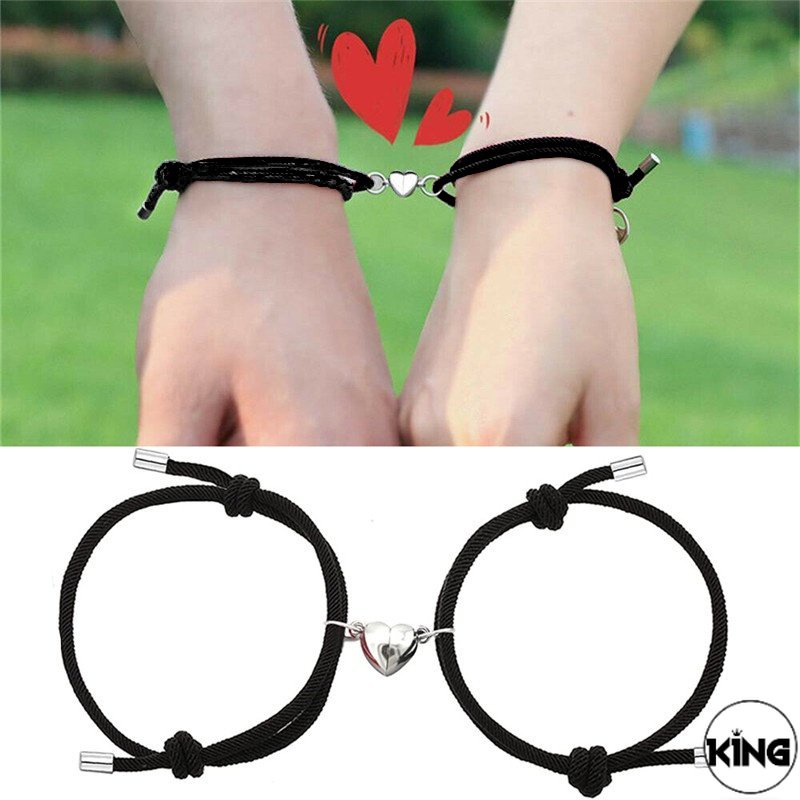 KI 1Pair Two halves Heart Magnetic Couple Bracelets For Lovers / Steel ...
