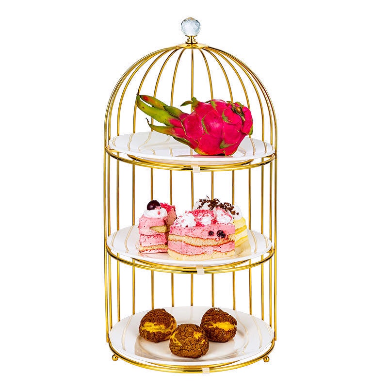 Creative Bird Cage DoubleLayer Display Stand ThreeLayer Fruit Plate