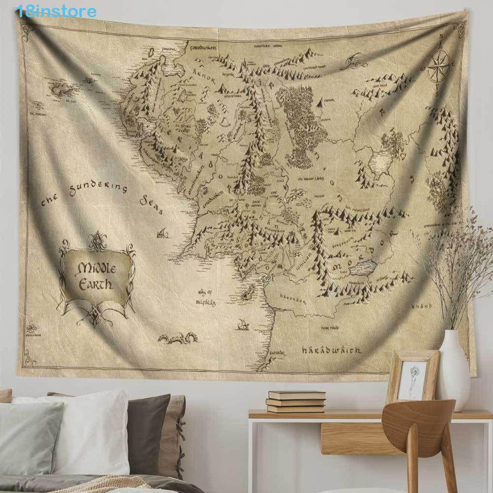 INSTORE Tapestry Rug Pirate Treasure Map Background Home Decor