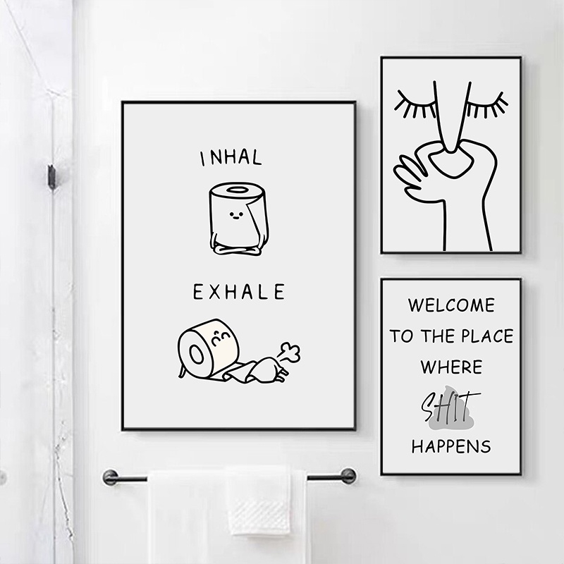 Abstract Humour Bad Smell Funny Bathroom Poster Black White Prints ...