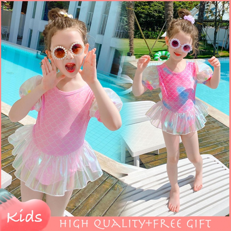 Mermaid Costume Girls OnePiece Swimsuit For Baby Girl Pink Fish Scale