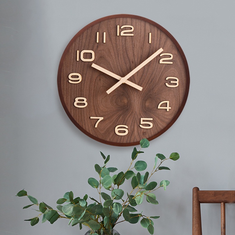 Nordic Style Clock Simple Wall Clock Wooden Home Living Room Decoration ...