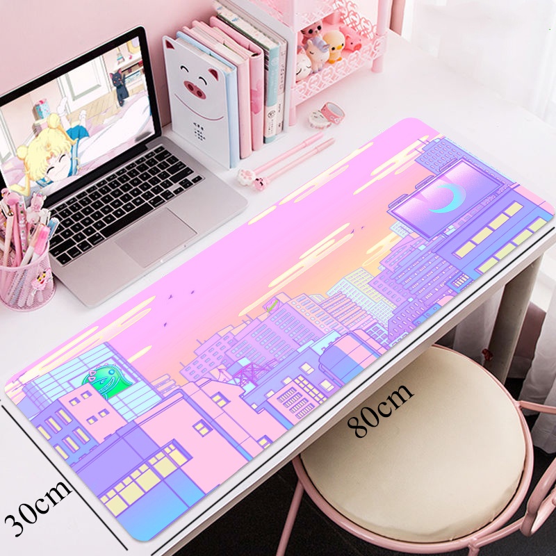 90x40cm Pink Mouse Pad 800x300mm Cute Office Table Carpet Desk Mat ...