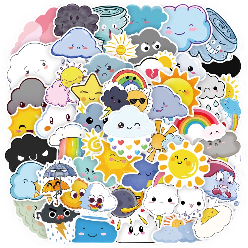 100Pcs/Set Funny Weather Emoji Series A Stickers DIY Fashion Waterproof ...