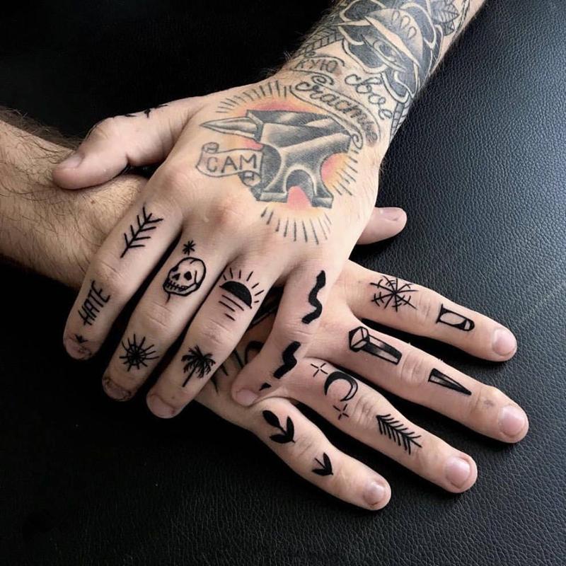 1 Sheet Finger Pattern Tattoo Sticker Waterproof Lasting Temporary ...