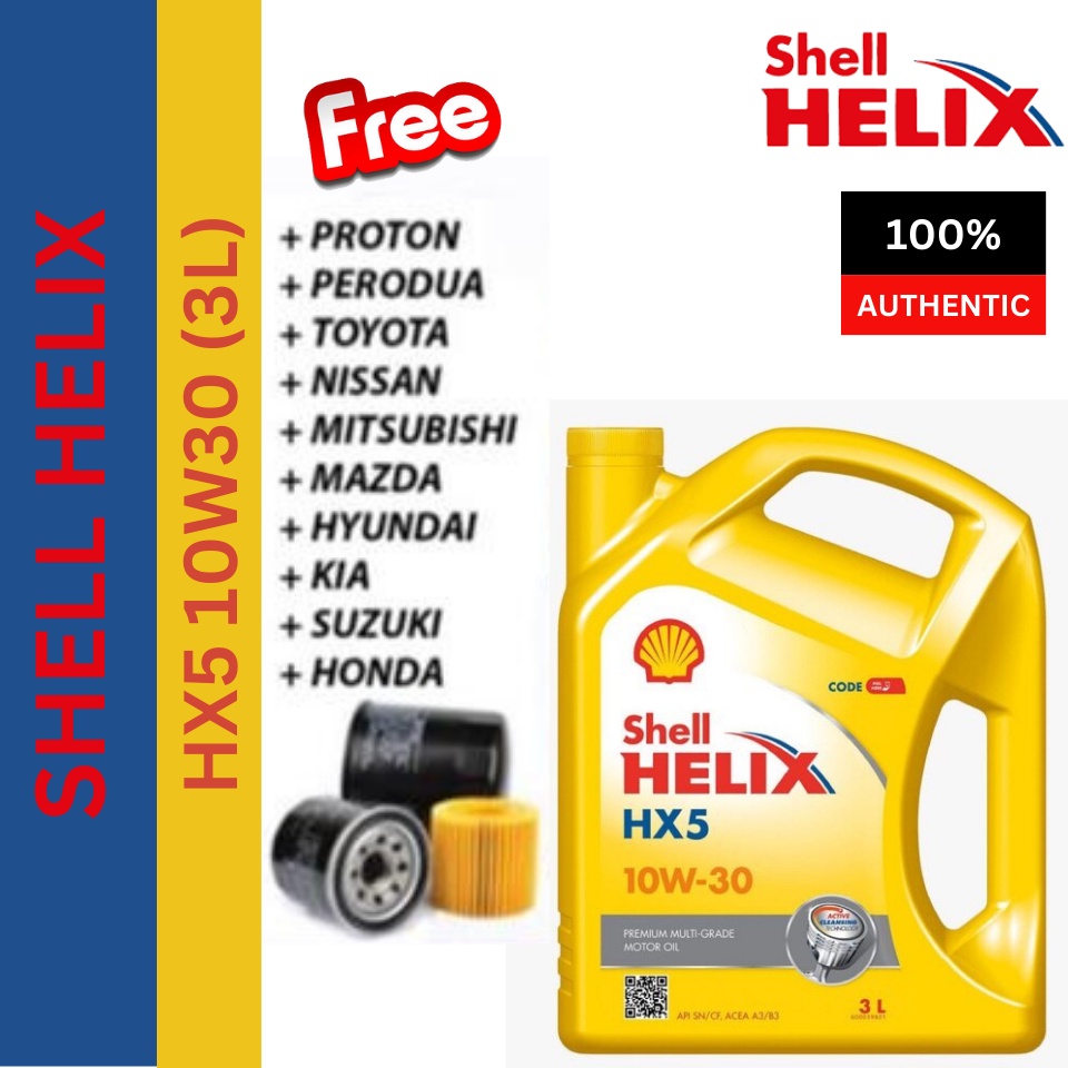 Shell Helix HX5 10w30 Semi synthetic Engine Oil 3L Myvi/Viva/Wira/Saga