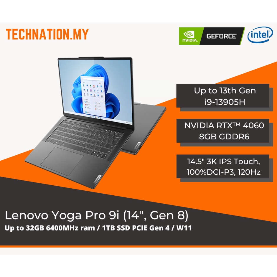 [INTEL] Lenovo Yoga Pro 9i 14 Gen 8 (Up to i713705H/RTX4060 80W/3K 100 DCIP3 120hz/1.65KG