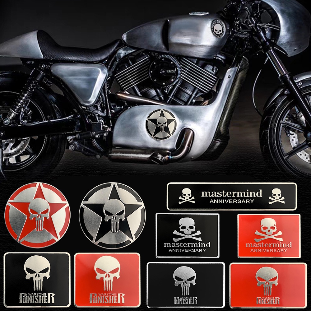 Motorcycle Personalized Gas Cap Sticker Ghost Head Marker Metal Side