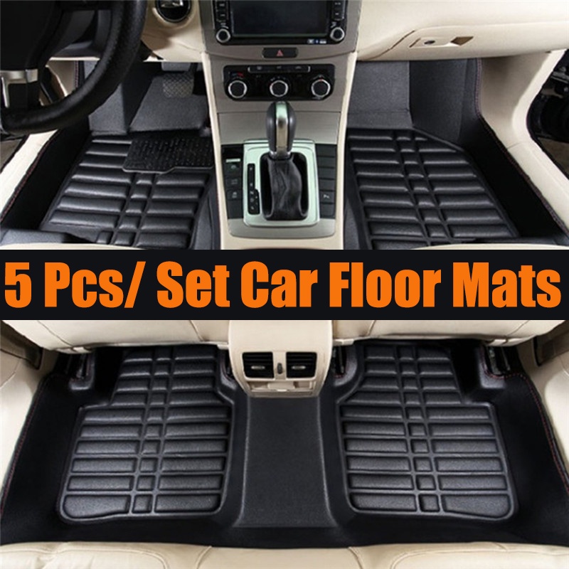 5PCS Universal Car Floor Mats Auto Pu Leather Front Rear Seat Carpet ...