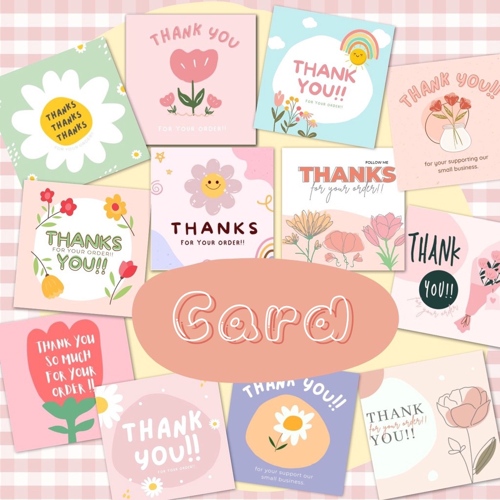 Mini Square Thank You Card Packaging Parcel 感谢卡 (50 Sheets) Shopee Malaysia