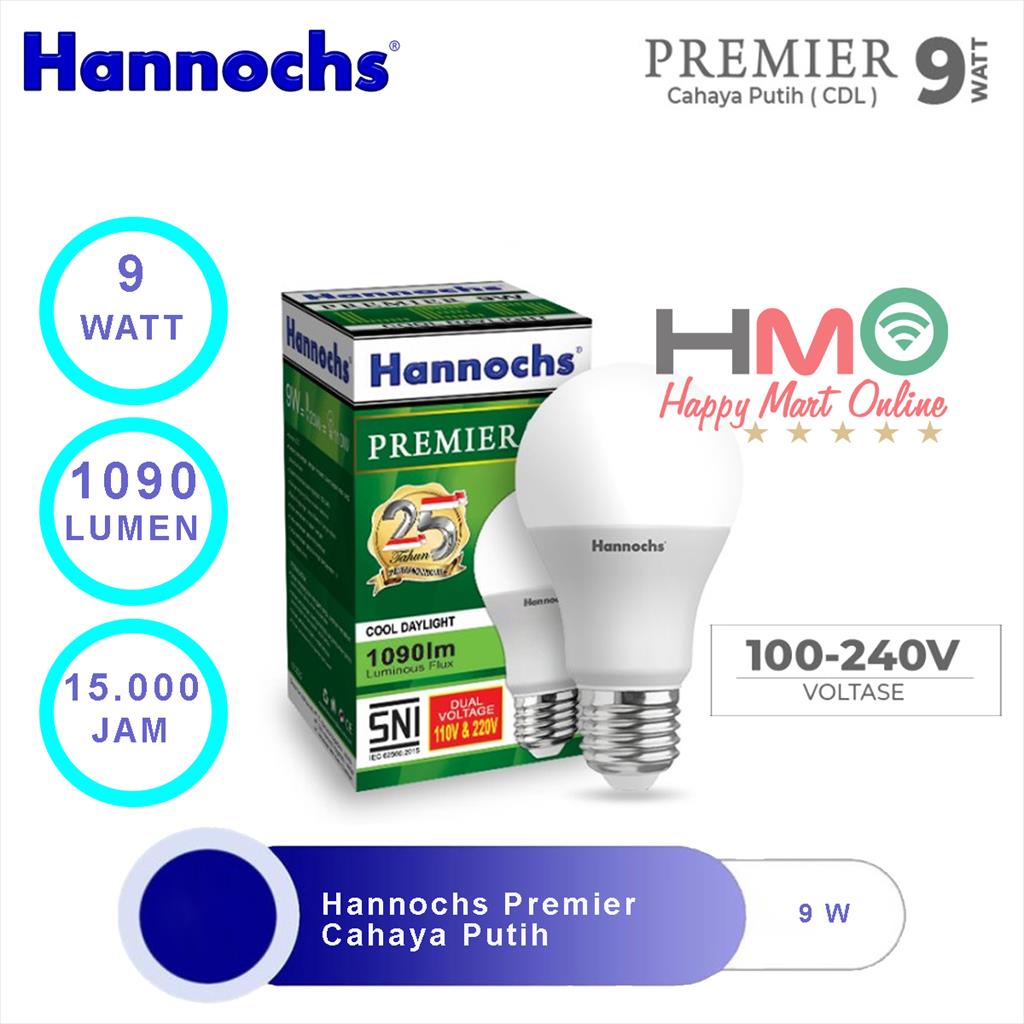 CAHAYA PUTIH 9w LED Bulb Premier 9W White Light 6500k Cool Day Light ...