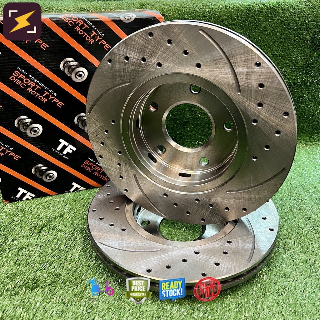 ORIGINAL TF SLOTTED & DRILLED DISC ROTOR (FRONT) FOR PROTON PREVE ...