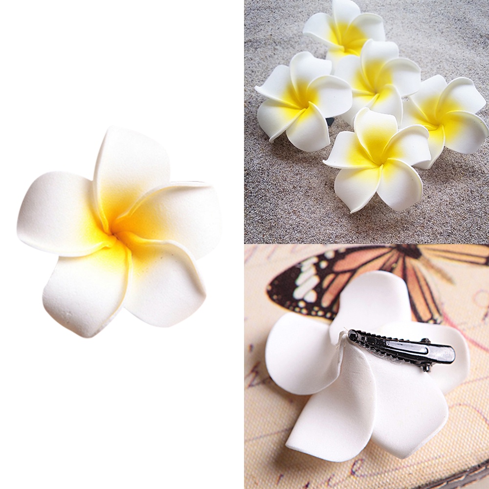 6Pcs Plumeria Flower Hair Clips for Women Girls Hairpins Egg Flower Barrette Hawaiian Wedding