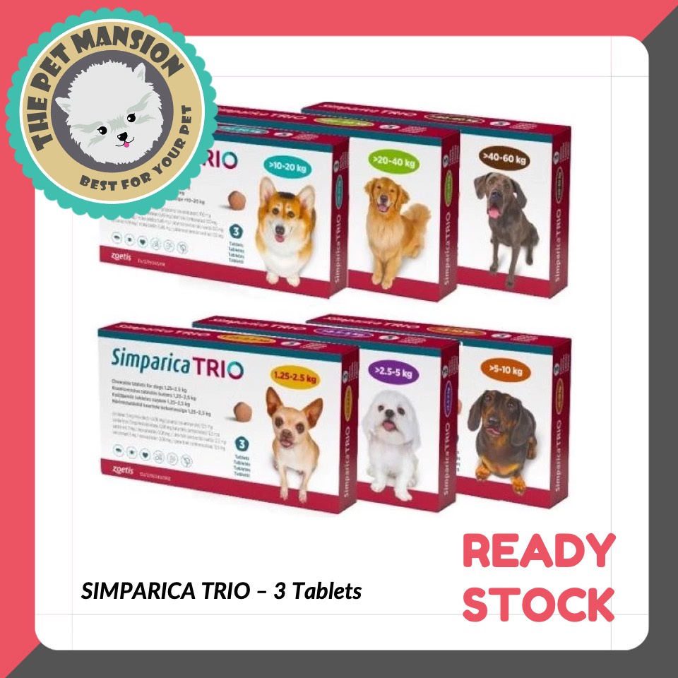 Simparica Trio 3 Tablet Chewable Protects Dogs against Heartworm